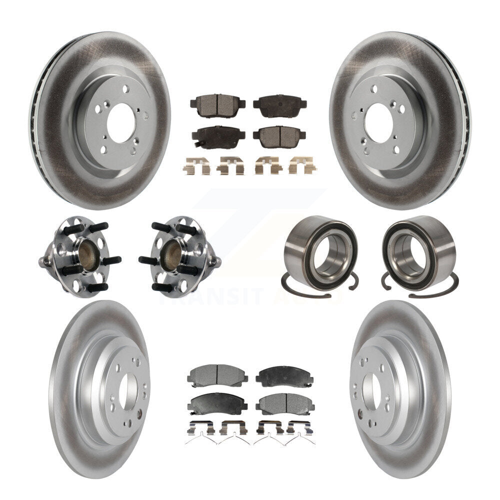 Kit de rotors et plaquettes de frein à disque revêtus de roulement de moyeu avant et arrière (10 pièces) pour Acura T