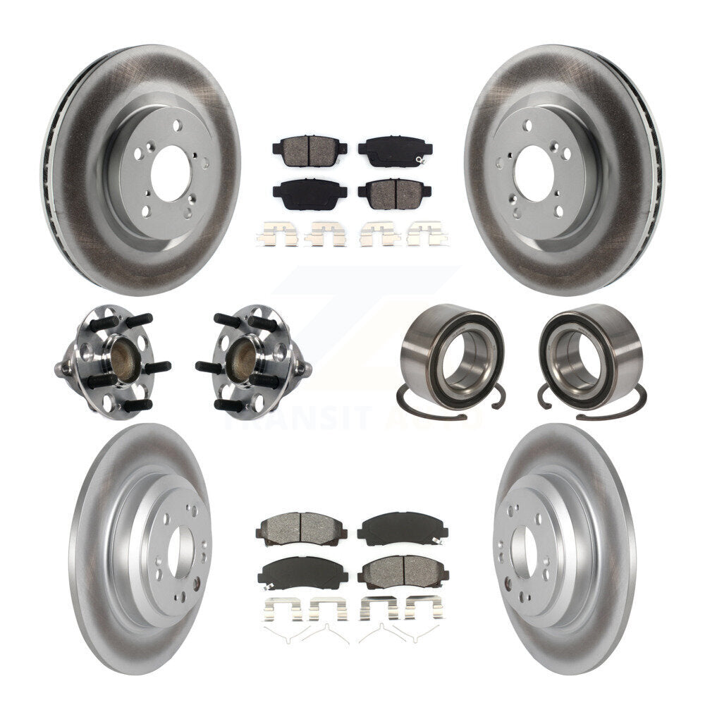 Kit de rotors et plaquettes de frein à disque revêtus de roulement de moyeu avant et arrière (10 pièces) pour Acura T