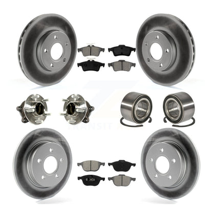 Kit de rotor et de plaquettes de frein à disque revêtus de roulement de moyeu avant et arrière (10 pièces) pour Ford Focu