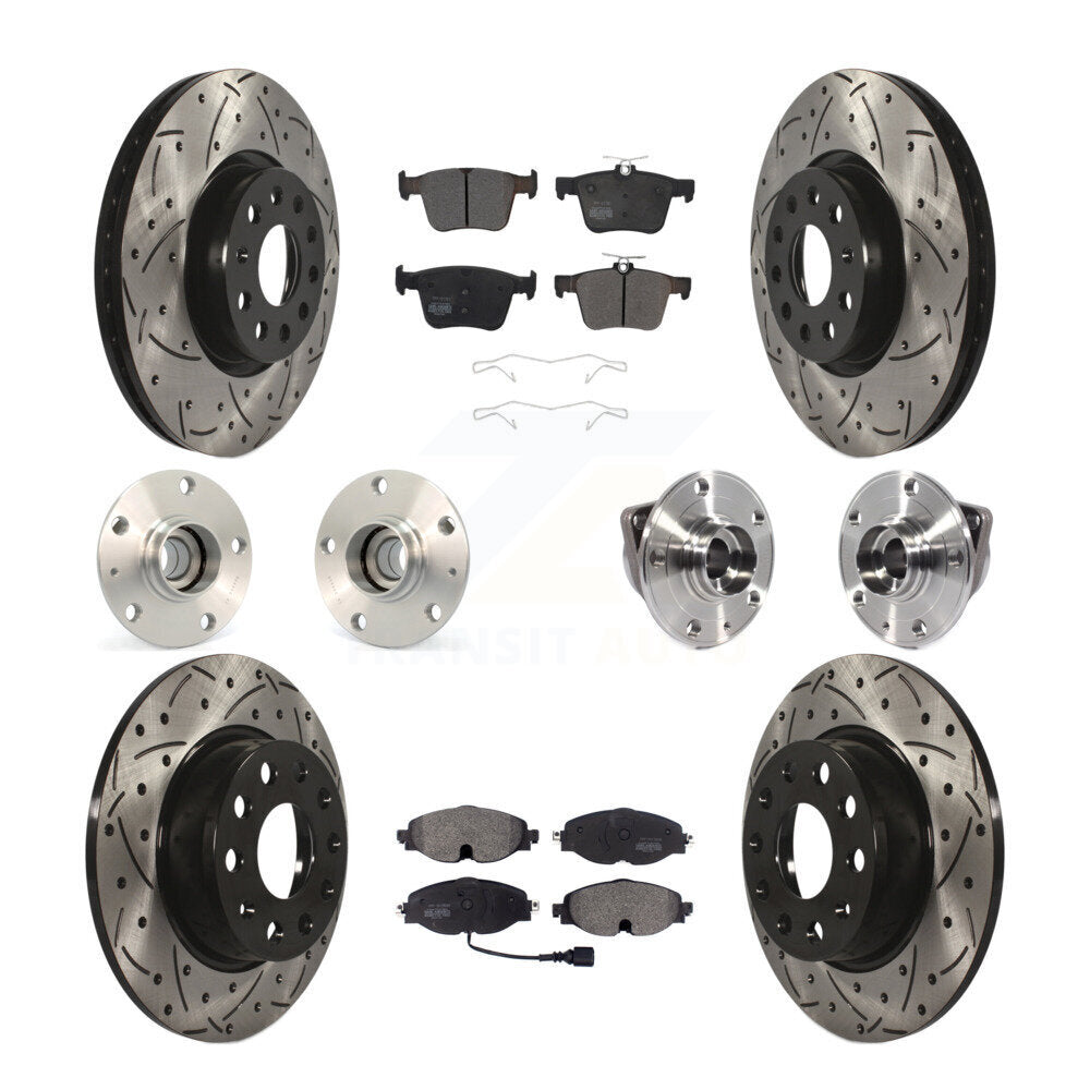 Kit de rotors et plaquettes de frein revêtus de roulement de moyeu avant et arrière (10 pièces) pour Audi A3 Sportbac