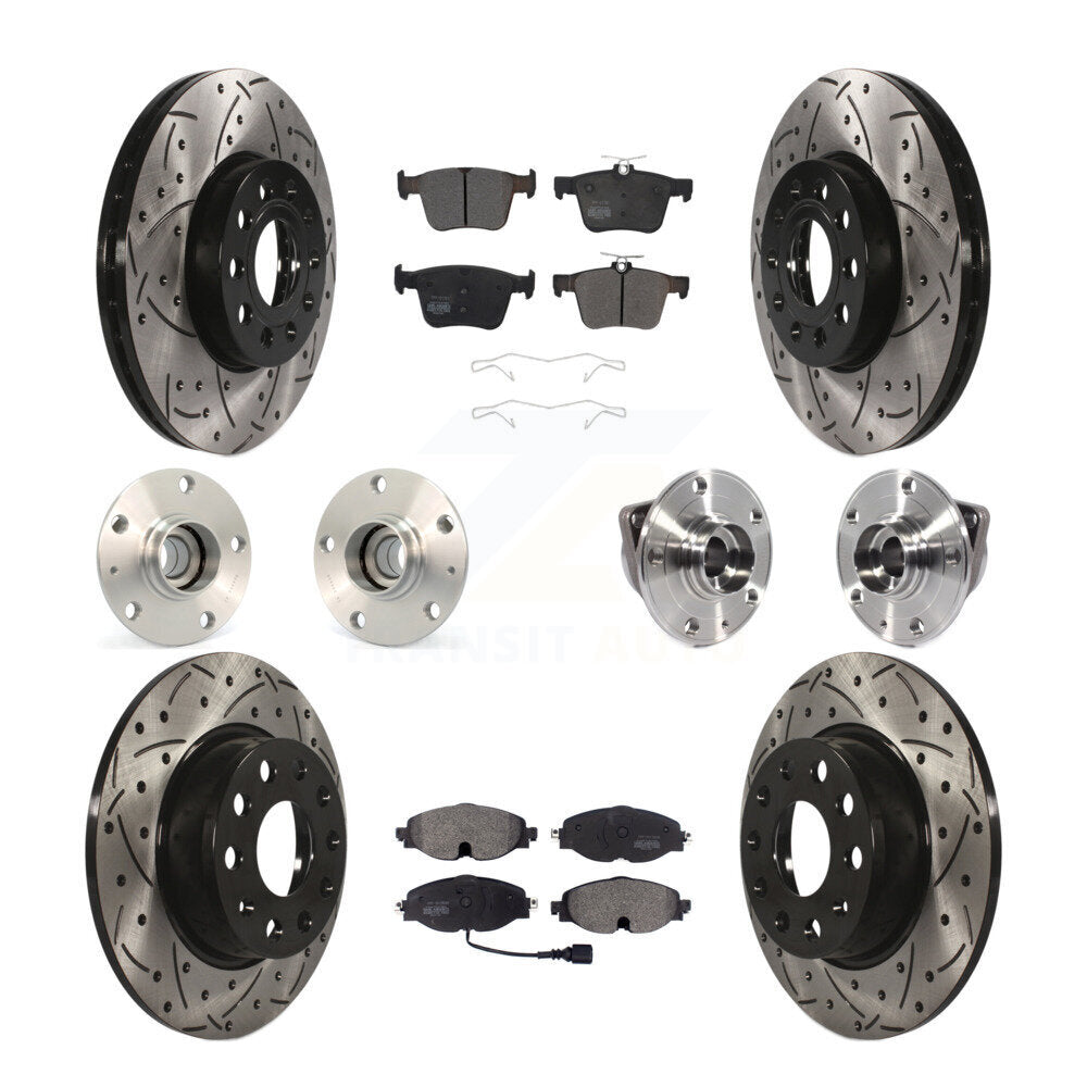 Kit de rotor et de plaquettes de frein revêtus de roulement de moyeu avant et arrière (10 pièces) pour Audi A3 2016 2.0