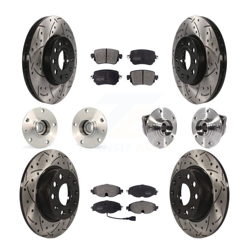 Kit de rotor et de plaquettes de frein revêtus de roulement de moyeu avant et arrière (10 pièces) pour Volkswagen Gol