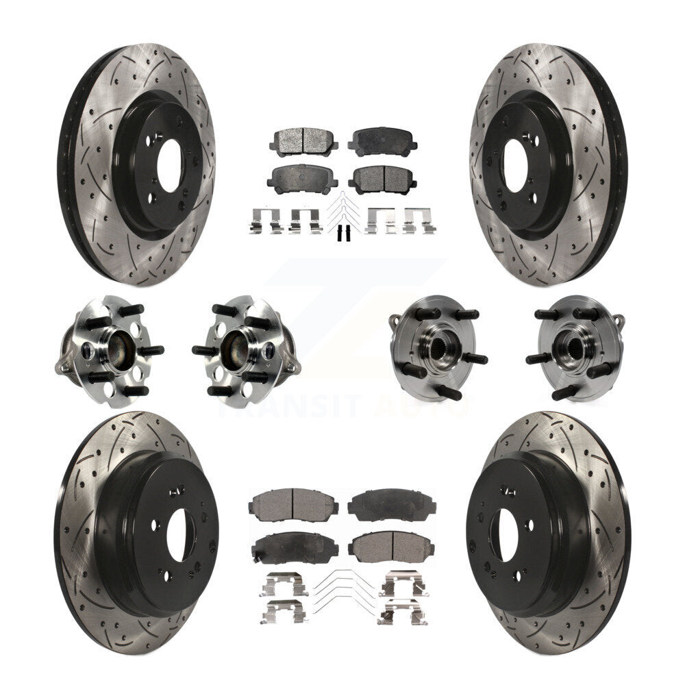 Kit de plaquettes de rotor de frein revêtues de roulement de moyeu avant et arrière (10 pièces) pour Honda Odysse 11-14