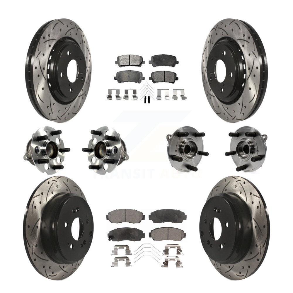 Kit de plaquettes de rotor de frein revêtues de roulement de moyeu avant et arrière (10 pièces) pour Honda Odysse 15-17