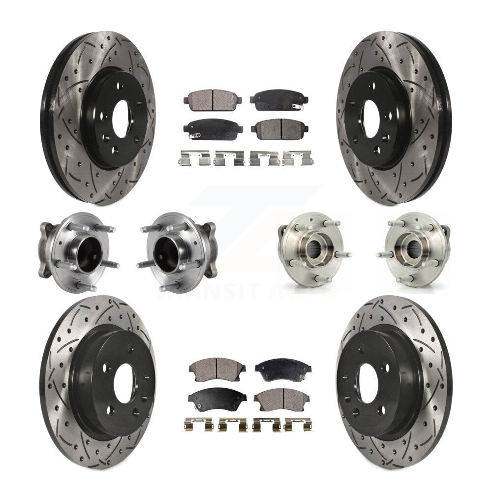Kit de rotor et de plaquettes de frein revêtus de roulement de moyeu avant et arrière (10 pièces) pour Chevrolet Cruz