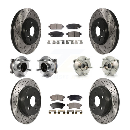 Kit de rotor et de plaquettes de frein revêtus de roulement de moyeu avant et arrière (10 pièces) pour Chevrolet Cruz