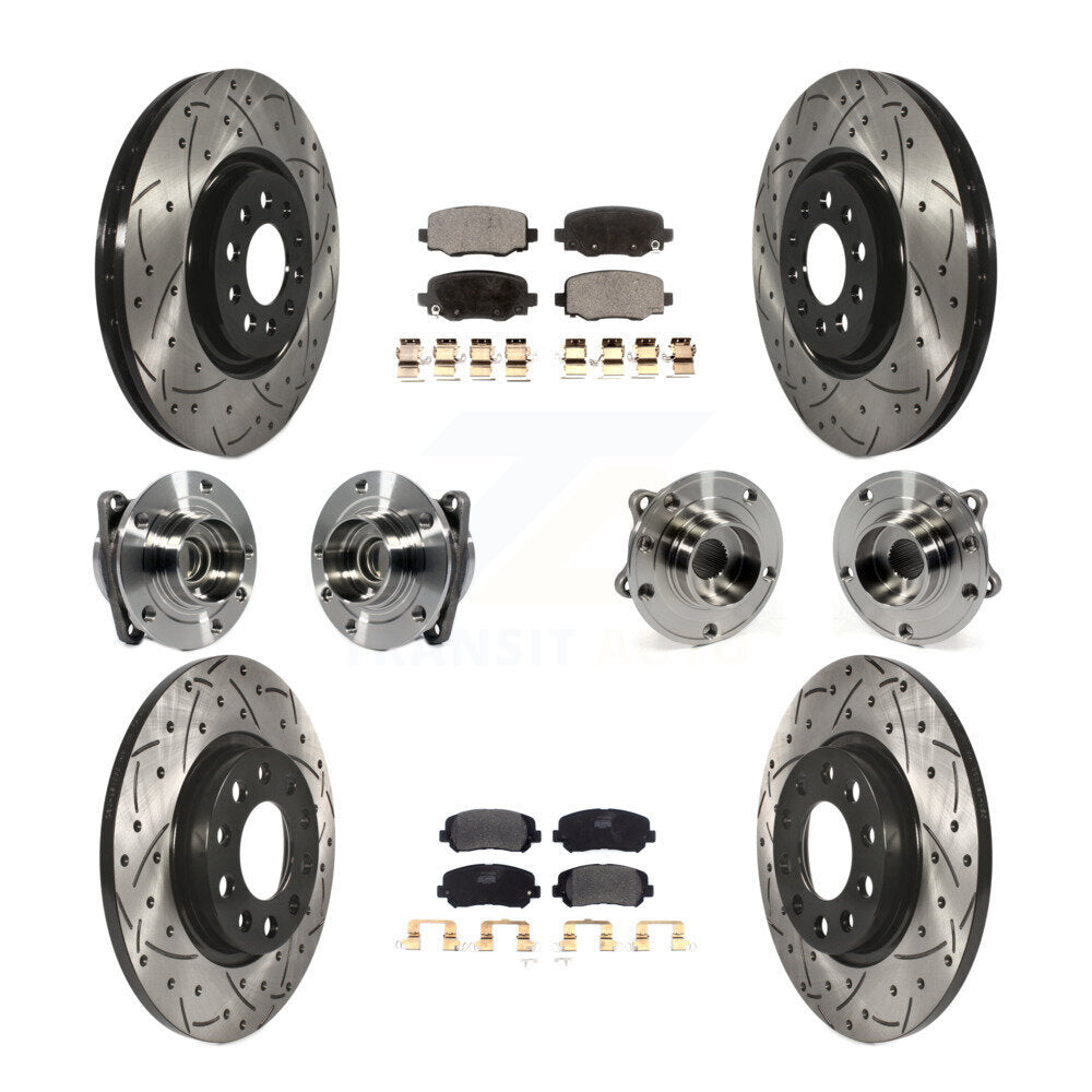Kit de rotors et plaquettes de frein revêtus de roulement de moyeu avant et arrière (10 pièces) pour Chrysler 200 FW