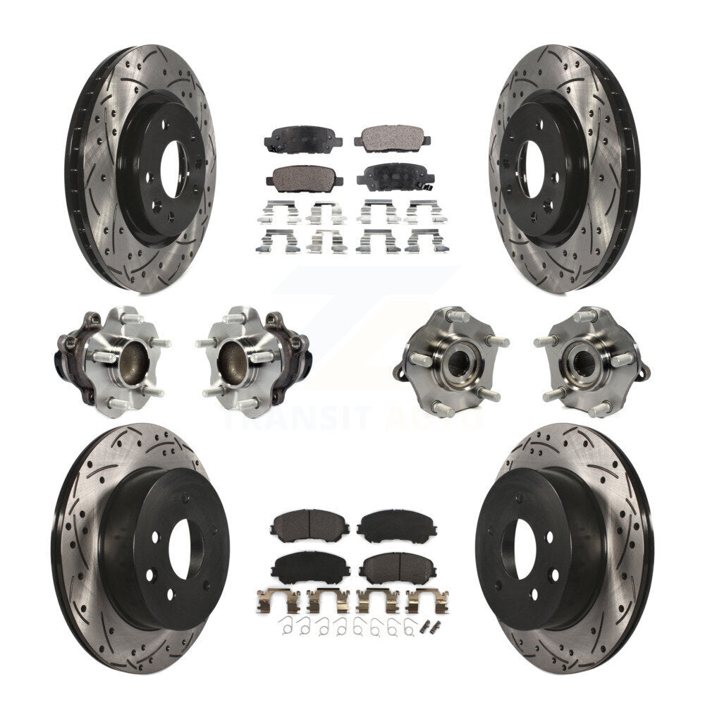 Kit de plaquettes de rotor de frein enduites de roulement de moyeu avant et arrière (10 pièces) pour Nissan Rogue Spor