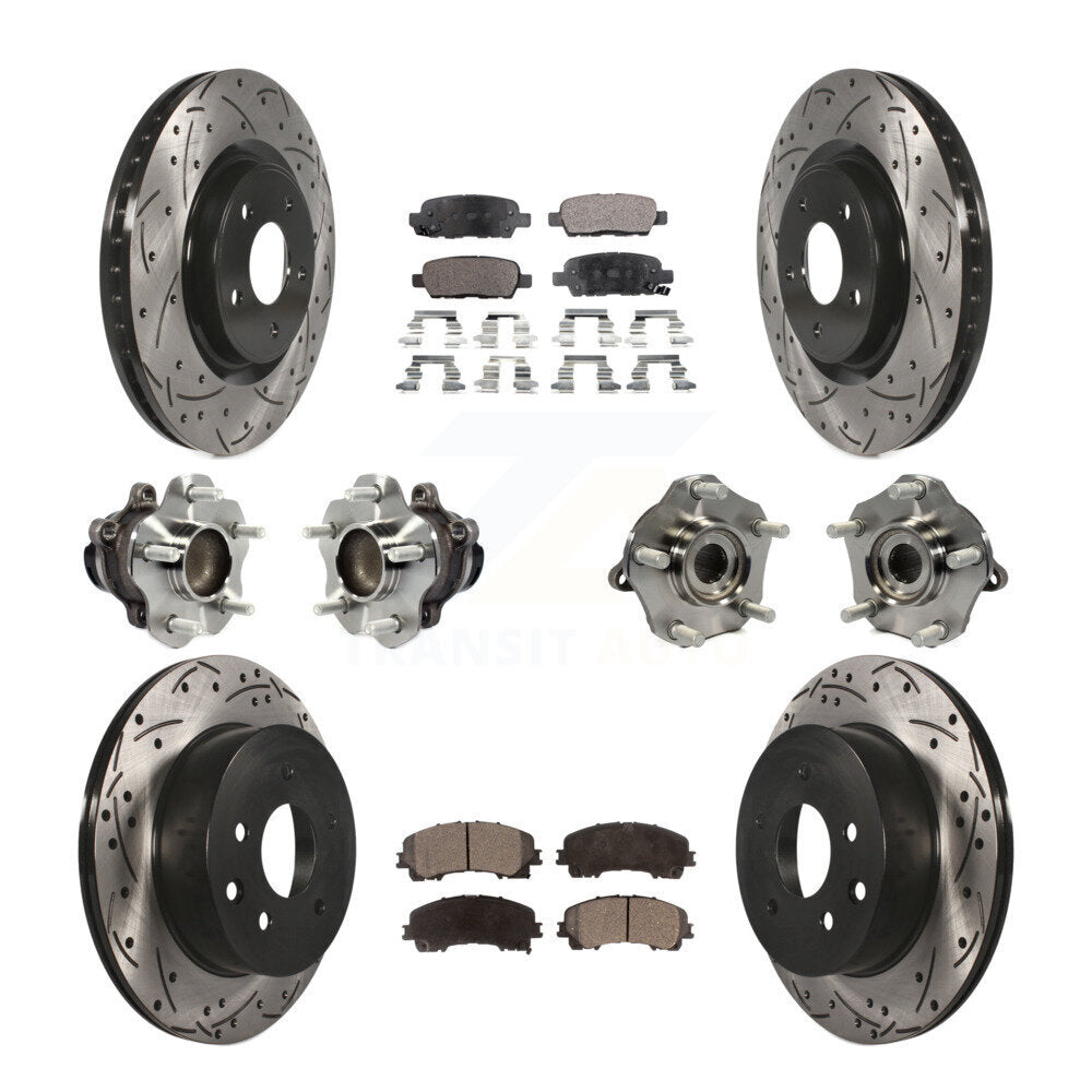 Kit de rotor et de plaquettes de frein à disque revêtus de roulement de moyeu avant et arrière (10 pièces) pour Nissan Rogu