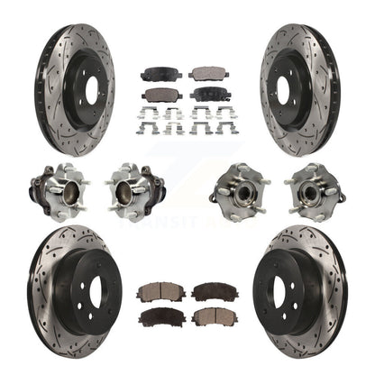 Kit de rotor et de plaquettes de frein à disque revêtus de roulement de moyeu avant et arrière (10 pièces) pour Nissan Rogu