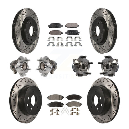 Kit de rotors et plaquettes de frein à disque revêtus de roulement de moyeu avant et arrière (10 pièces) pour Nissan LEA