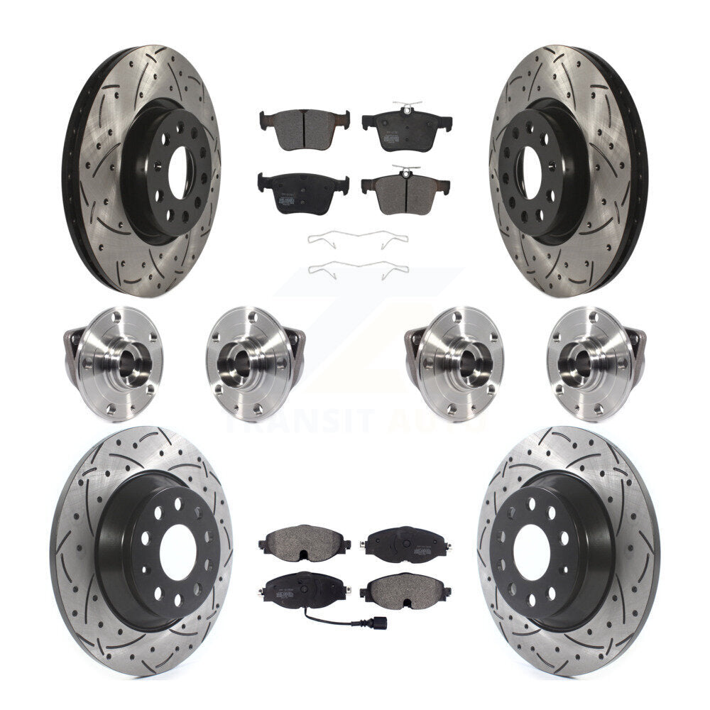 Kit de rotor et de plaquettes de frein revêtus de roulement de moyeu avant et arrière (10 pièces) pour Audi TT Quattr