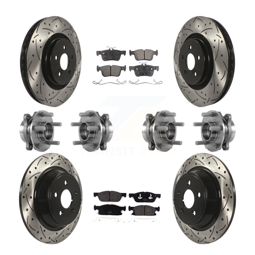 Kit de plaquettes de Rotor de frein revêtues de roulement de moyeu avant et arrière (10 pièces) pour Lincoln Continenta