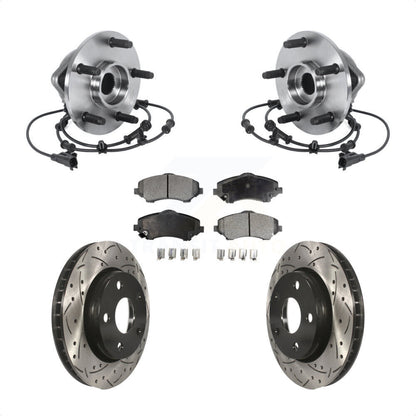 Ensemble de roulement de moyeu avant, Kit de plaquettes de Rotor de frein à fente percée pour Jeep Wrangler J