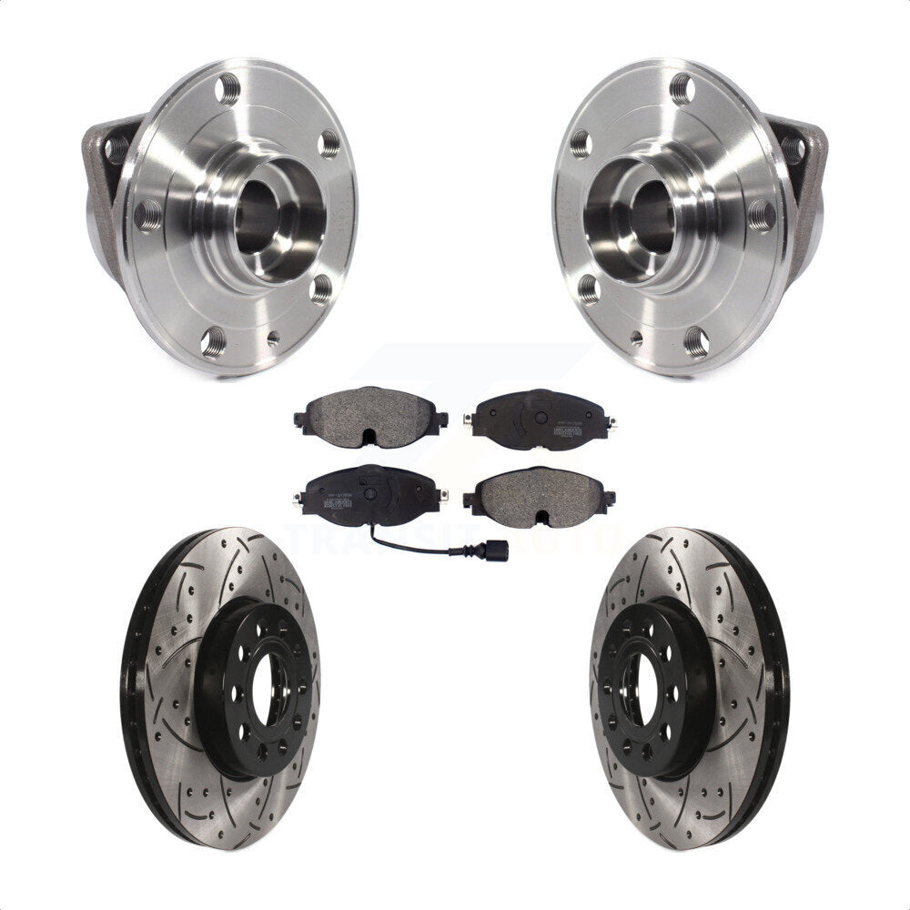Kit de plaquettes de Rotor de frein, roulement de moyeu avant, fente de perçage, pour Volkswagen Jetta Taos Gol