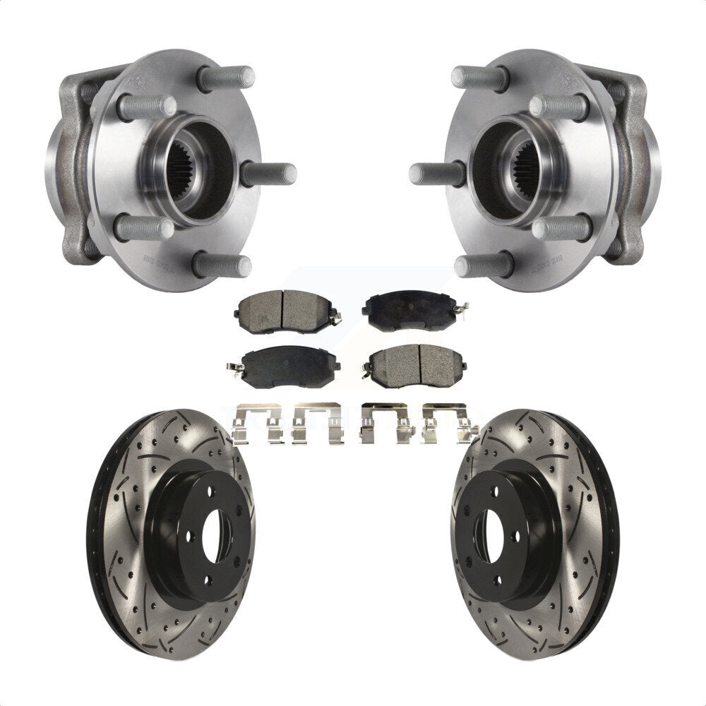 Ensemble de roulement de moyeu avant, Rotor de frein à fente percé et Kit de plaquettes pour Subaru Imprez