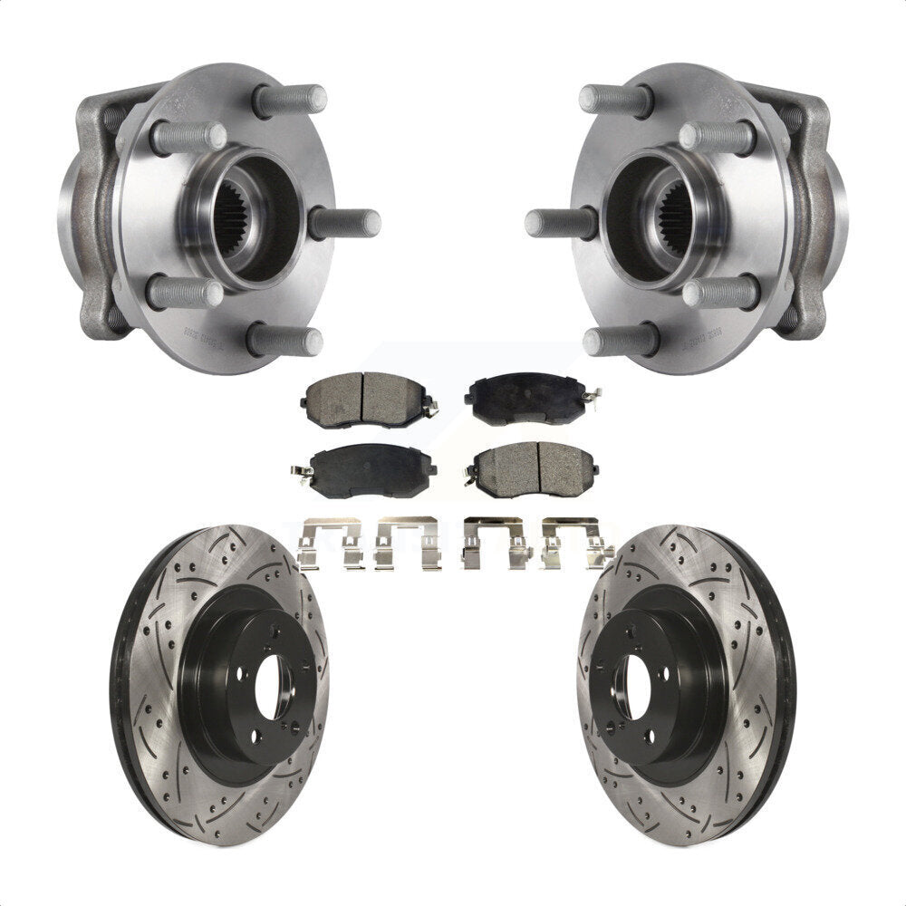 Kit de plaquettes de Rotor de frein, roulement de moyeu avant, fente percée, pour Subaru Forester Crosstre