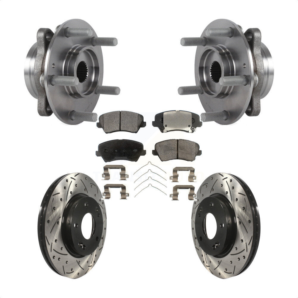 Kit de plaquettes de Rotor de frein, roulement de moyeu avant, fente de perçage, pour Hyundai Veloster Elantra G