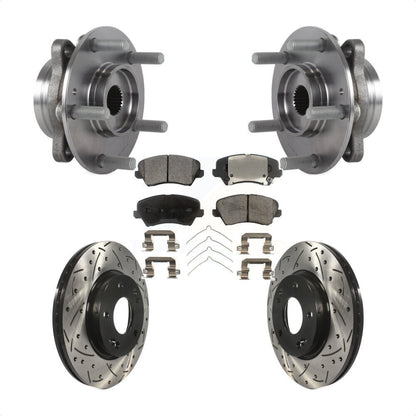 Kit de plaquettes de Rotor de frein, roulement de moyeu avant, fente de perçage, pour Hyundai Veloster Elantra G