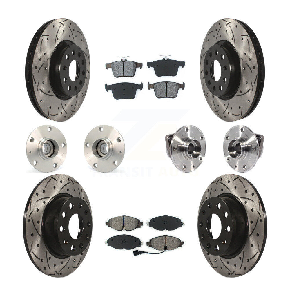 Kit de rotors et plaquettes de frein revêtus de roulement de moyeu avant et arrière (10 pièces) pour Audi A3 Sportbac
