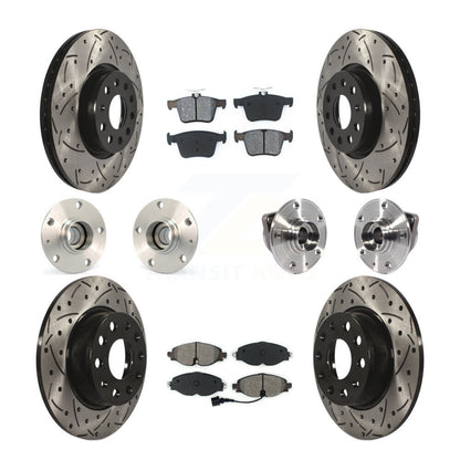 Kit de rotors et plaquettes de frein revêtus de roulement de moyeu avant et arrière (10 pièces) pour Audi A3 Sportbac