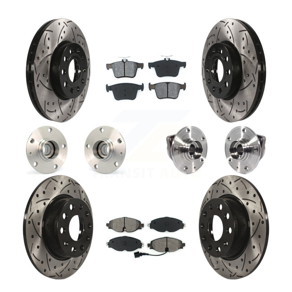 Kit de rotor et de plaquettes de frein revêtus de roulement de moyeu avant et arrière (10 pièces) pour Audi A3 2016 2.0