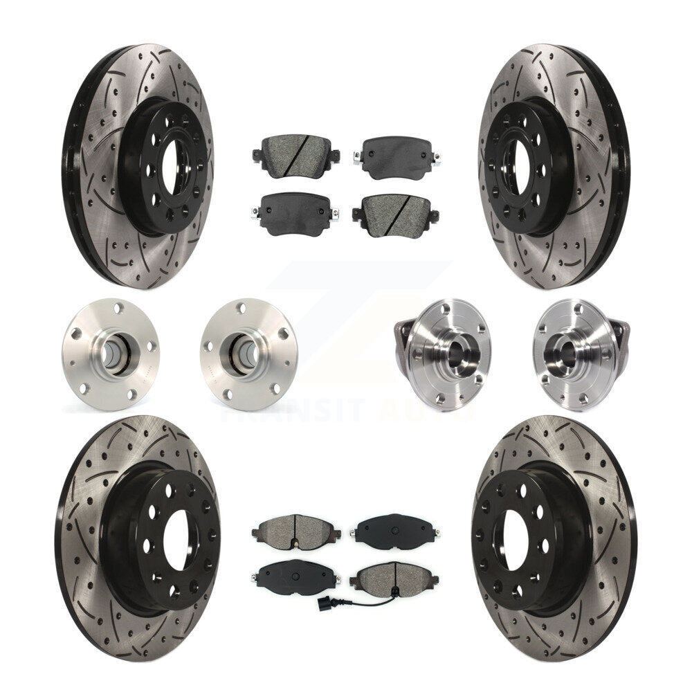 Kit de rotor et de plaquettes de frein revêtus de roulement de moyeu avant et arrière (10 pièces) pour Volkswagen Gol