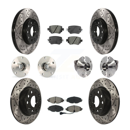 Kit de rotor et de plaquettes de frein revêtus de roulement de moyeu avant et arrière (10 pièces) pour Volkswagen Gol