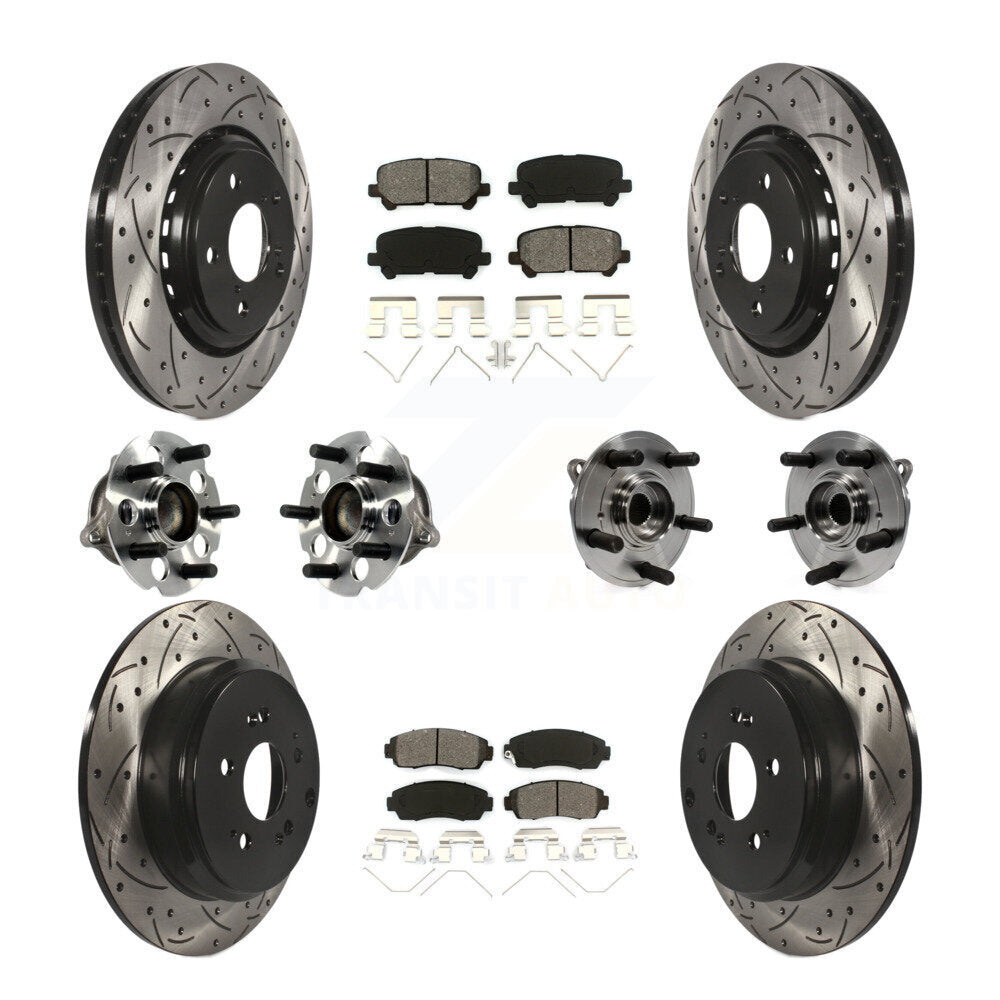 Kit de plaquettes de rotor de frein revêtues de roulement de moyeu avant et arrière (10 pièces) pour Honda Odysse 15-17
