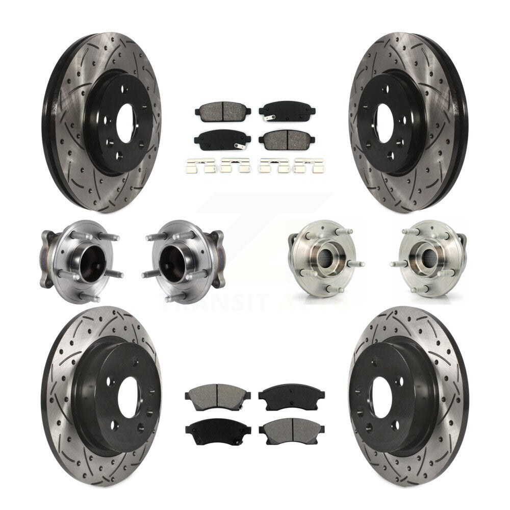 Kit de rotor et de plaquettes de frein revêtus de roulement de moyeu avant et arrière (10 pièces) pour Chevrolet Cruz