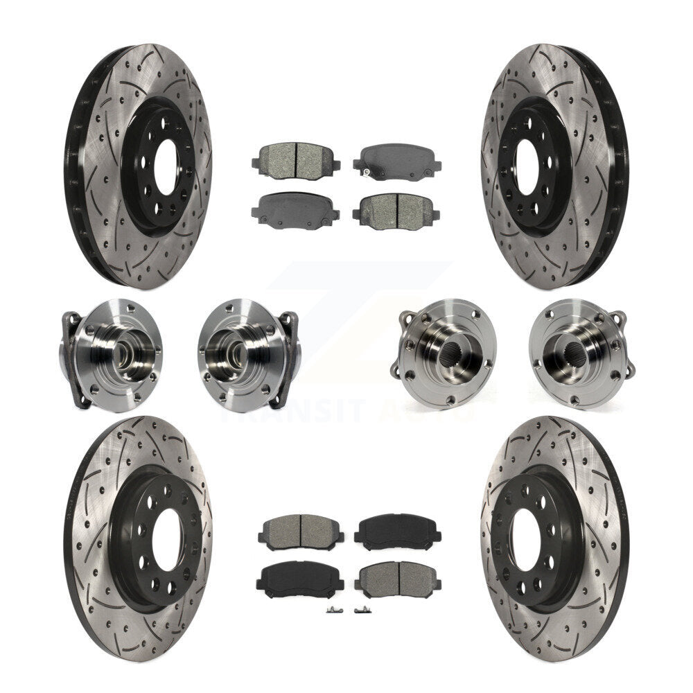 Kit de rotors et plaquettes de frein revêtus de roulement de moyeu avant et arrière (10 pièces) pour Chrysler 200 FW