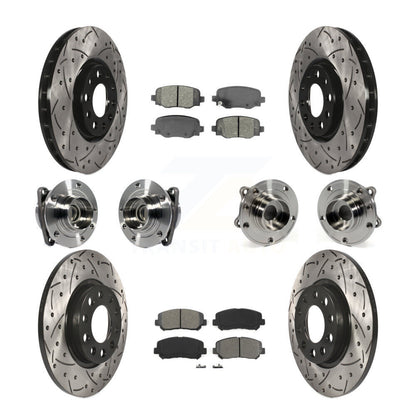 Kit de rotors et plaquettes de frein revêtus de roulement de moyeu avant et arrière (10 pièces) pour Chrysler 200 FW