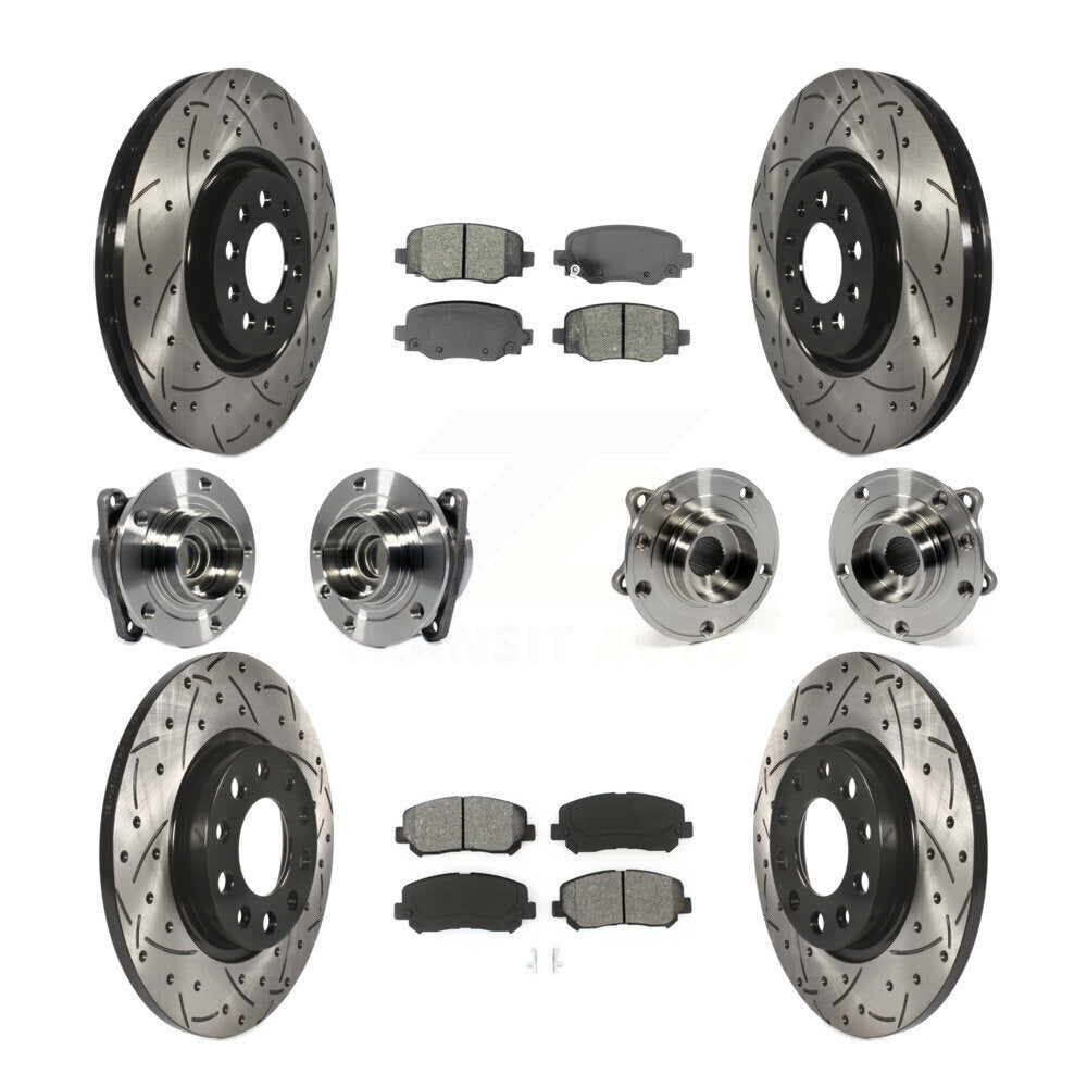 Kit de rotors et plaquettes de frein revêtus de roulement de moyeu avant et arrière (10 pièces) pour Chrysler 200 FW