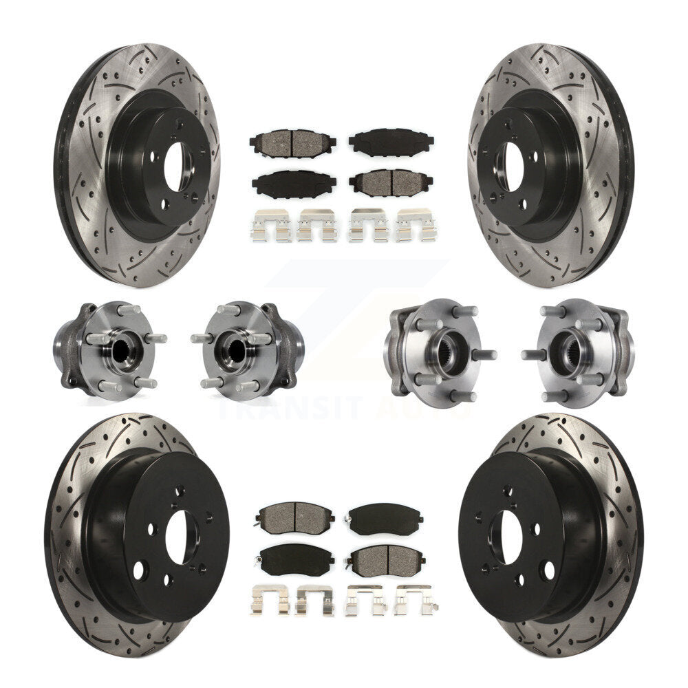 Kit de plaquettes de rotor de frein enduites de roulement de moyeu avant et arrière (10 pièces) pour Subaru Forester X