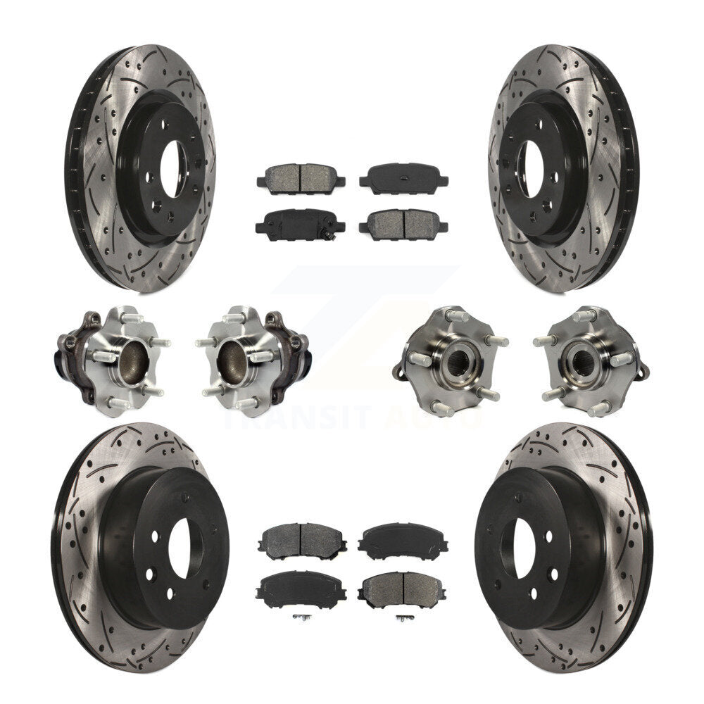 Kit de plaquettes de rotor de frein enduites de roulement de moyeu avant et arrière (10 pièces) pour Nissan Rogue Spor