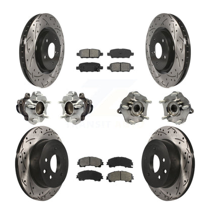 Kit de rotor et de plaquettes de frein à disque revêtus de roulement de moyeu avant et arrière (10 pièces) pour Nissan Rogu