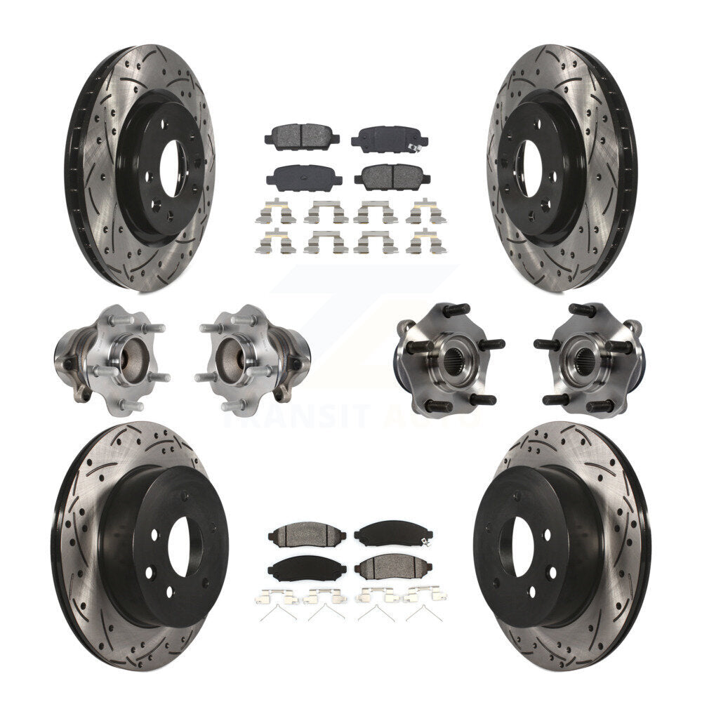 Kit de rotors et plaquettes de frein à disque revêtus de roulement de moyeu avant et arrière (10 pièces) pour Nissan LEA