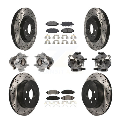 Kit de rotors et plaquettes de frein à disque revêtus de roulement de moyeu avant et arrière (10 pièces) pour Nissan LEA