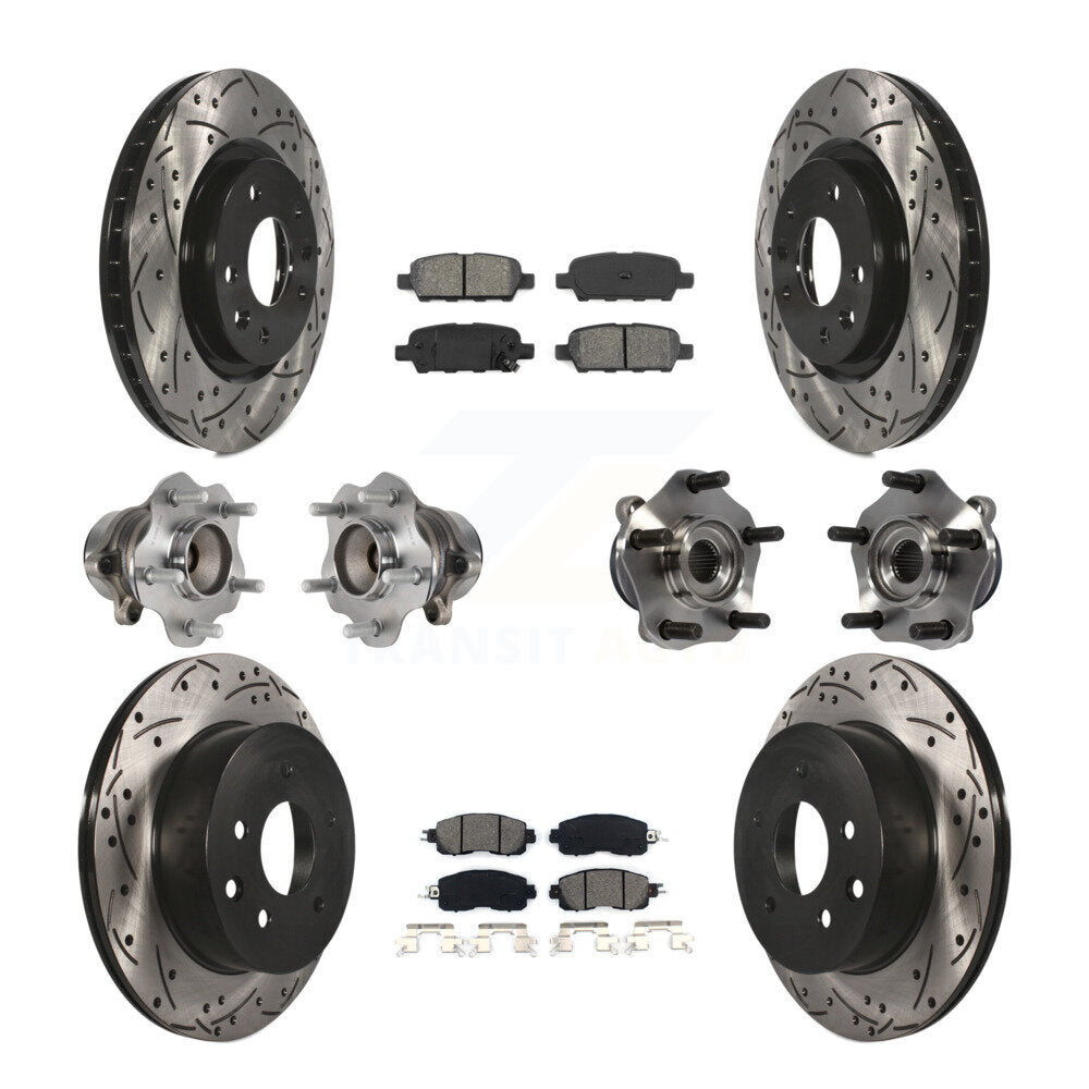 Kit de rotors et plaquettes de frein à disque revêtus de roulement de moyeu avant et arrière (10 pièces) pour Nissan LEA