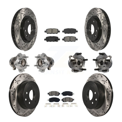 Kit de rotors et plaquettes de frein à disque revêtus de roulement de moyeu avant et arrière (10 pièces) pour Nissan LEA