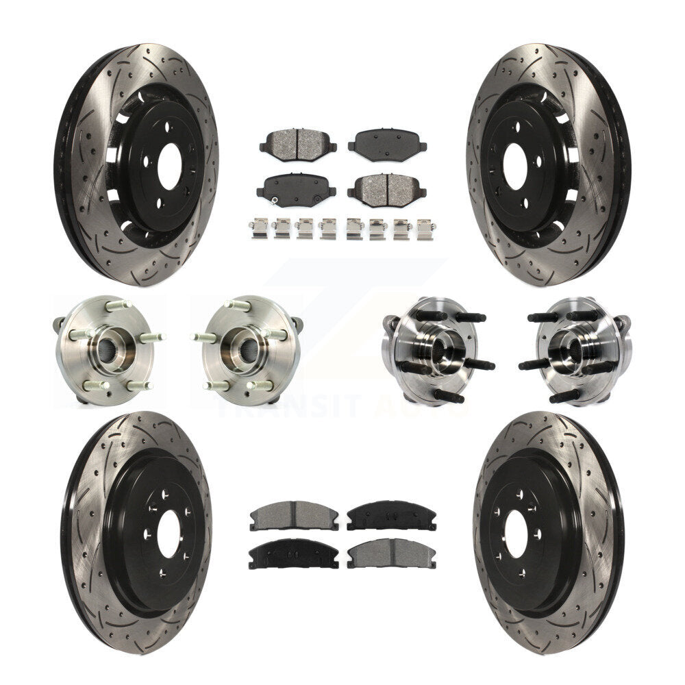 Kit de plaquettes de rotor de frein enduites de roulement de moyeu avant et arrière (10 pièces) pour Ford Taurus Polic