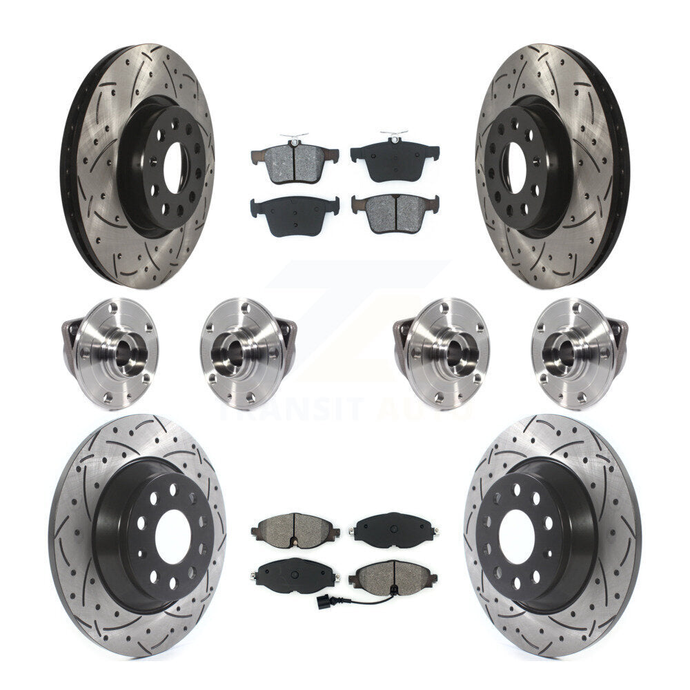 Kit de rotor et de plaquettes de frein revêtus de roulement de moyeu avant et arrière (10 pièces) pour Audi TT Quattr