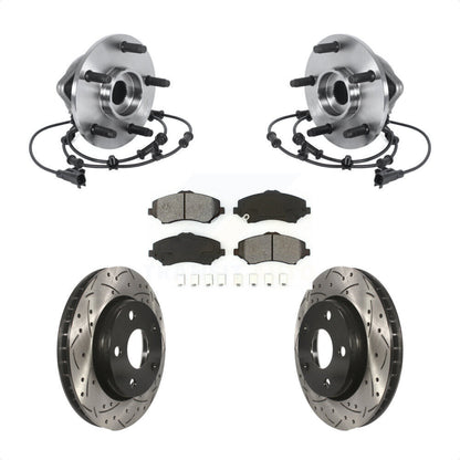 Ensemble de roulement de moyeu avant, Kit de plaquettes de Rotor de frein à fente percée pour Jeep Wrangler J