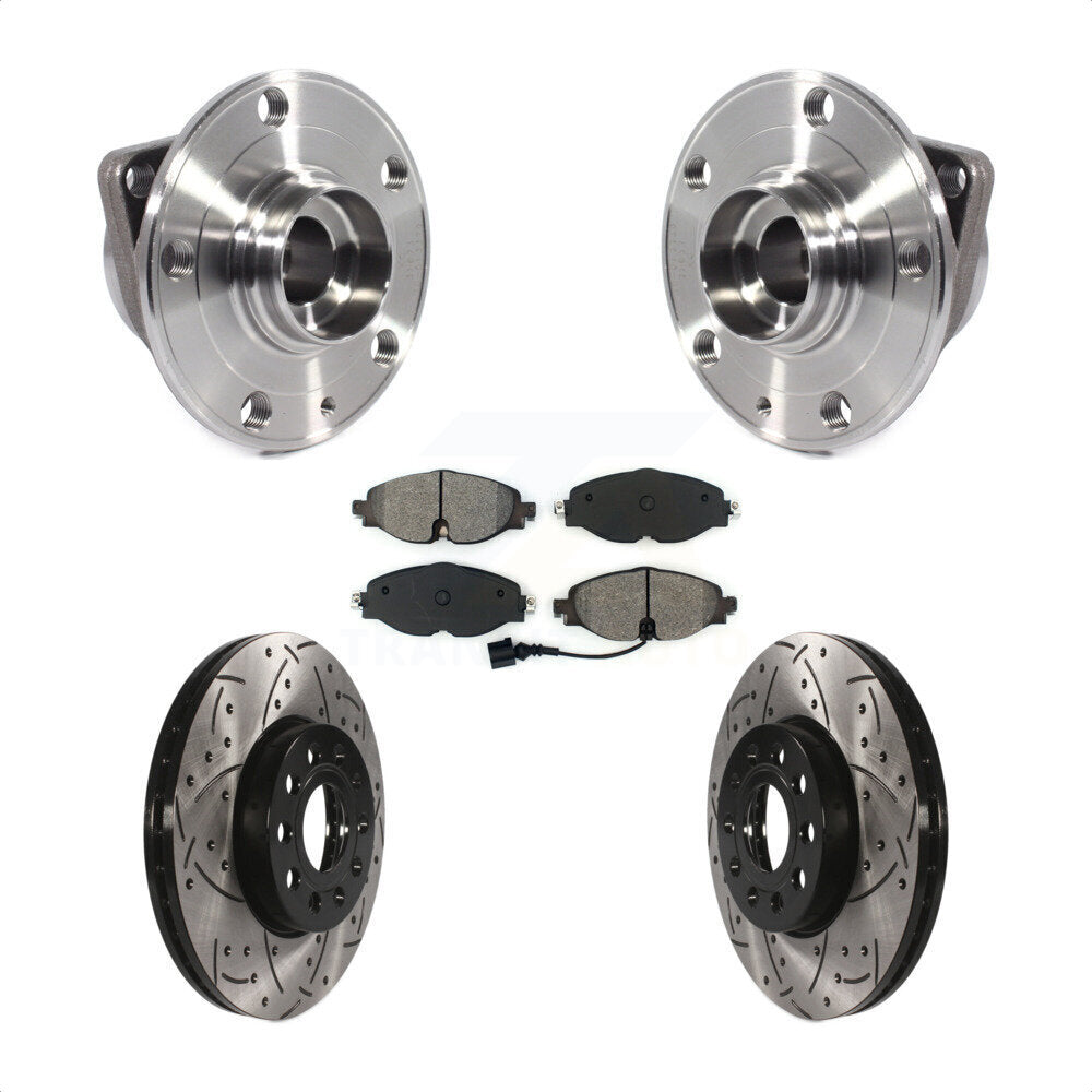 Kit de plaquettes de Rotor de frein, roulement de moyeu avant, fente de perçage, pour Volkswagen Jetta Taos Gol