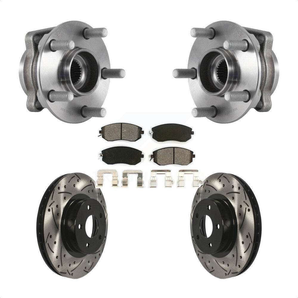 Ensemble de roulement de moyeu avant, Rotor de frein à fente percé et Kit de plaquettes pour Subaru Imprez
