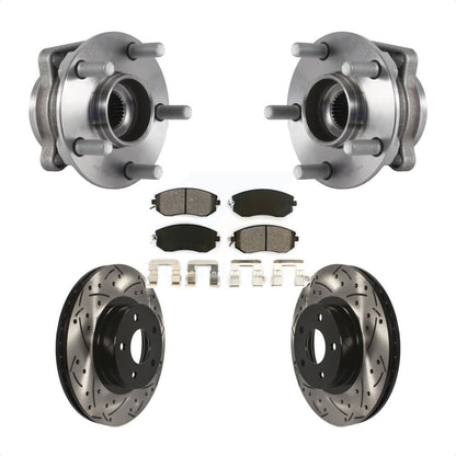 Ensemble de roulement de moyeu avant, Rotor de frein à fente percé et Kit de plaquettes pour Subaru Imprez