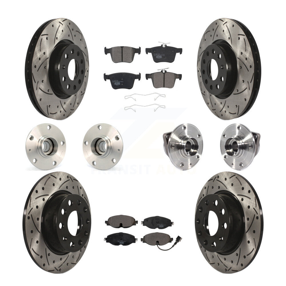 Kit de rotors et plaquettes de frein revêtus de roulement de moyeu avant et arrière (10 pièces) pour Audi A3 Sportbac