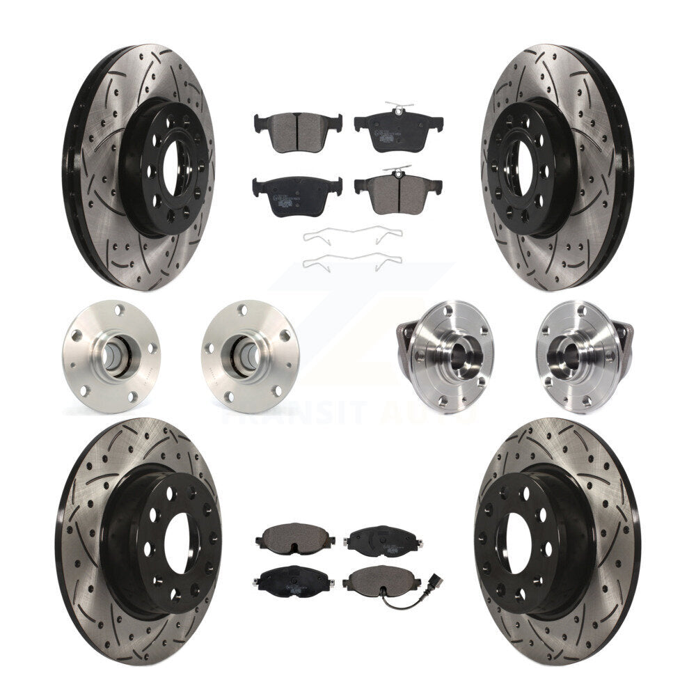 Kit de rotor et de plaquettes de frein revêtus de roulement de moyeu avant et arrière (10 pièces) pour Audi A3 2016 2.0