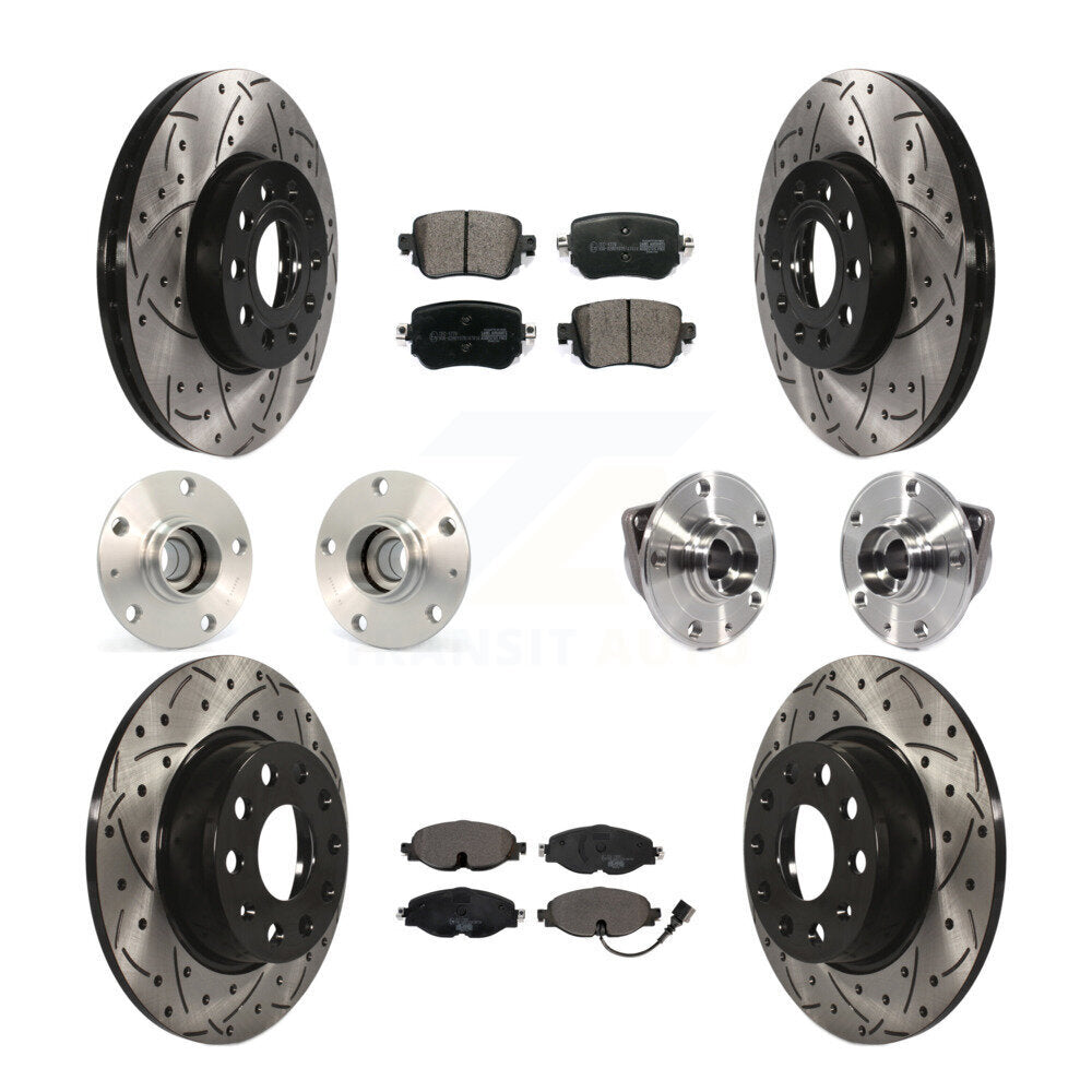 Kit de rotor et de plaquettes de frein revêtus de roulement de moyeu avant et arrière (10 pièces) pour Volkswagen Gol