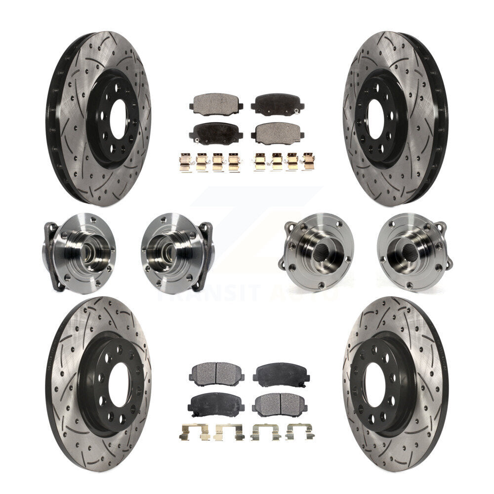 Kit de rotors et plaquettes de frein revêtus de roulement de moyeu avant et arrière (10 pièces) pour Chrysler 200 FW